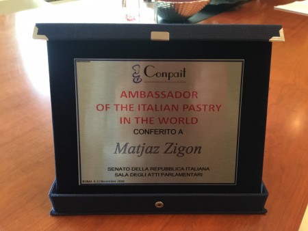 Mr. Žigon receives Conpait recognition in the Senate of the Italian Republic